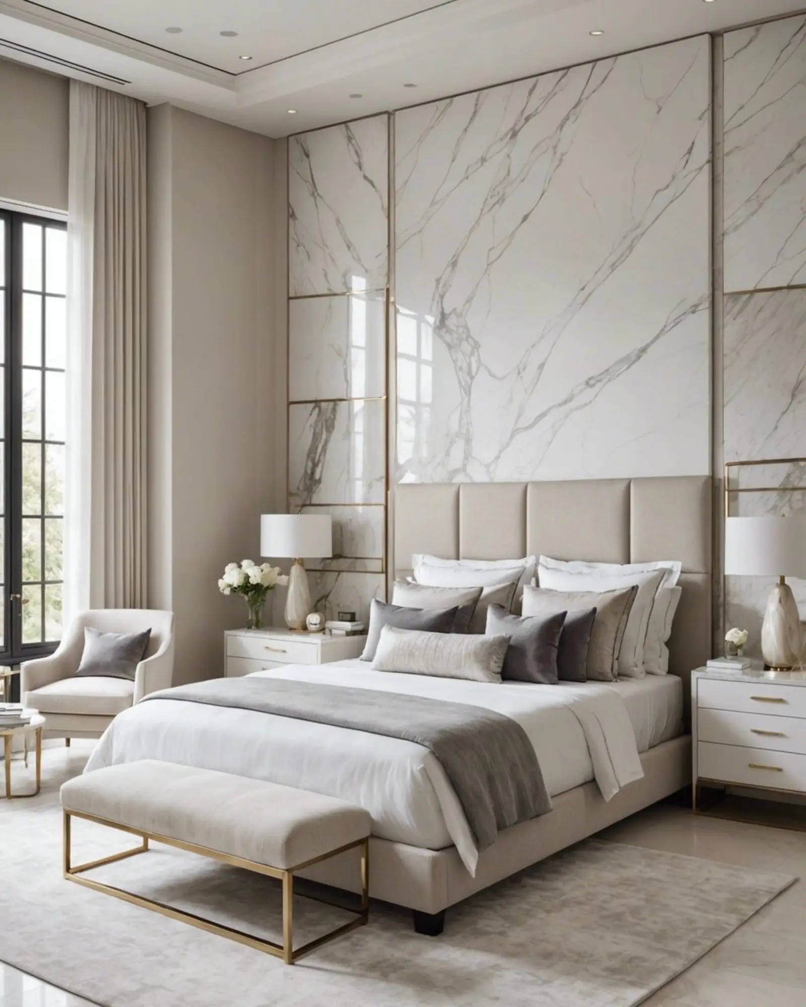 Elegant residential interior with luxury furniture and warm lighting