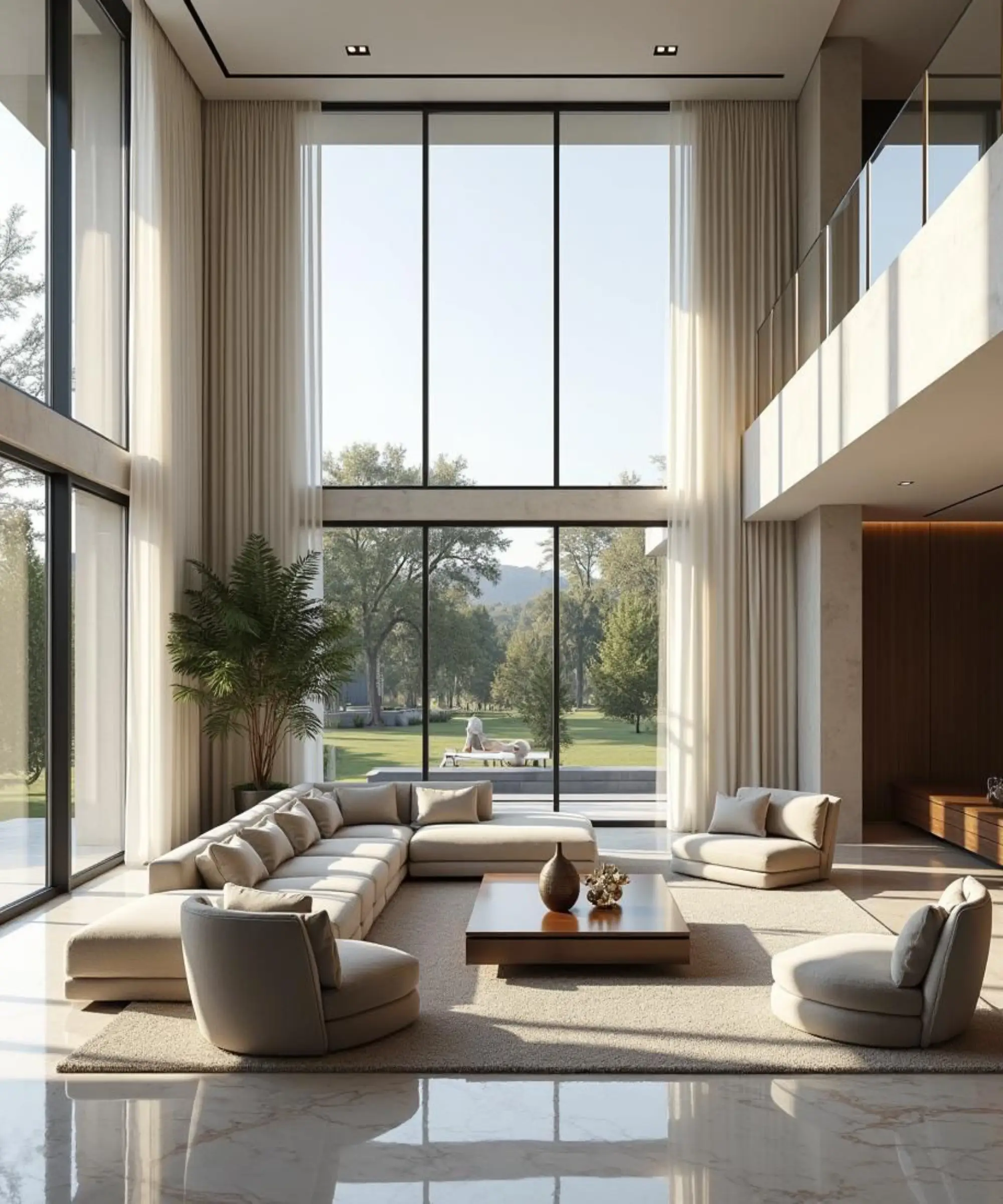 Luxury living room interior designed with elegant neutral tones