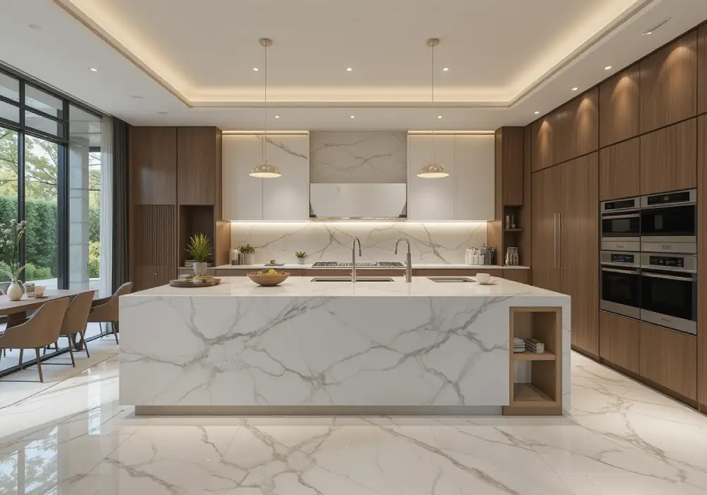 Luxury kitchen interior with refined material palette