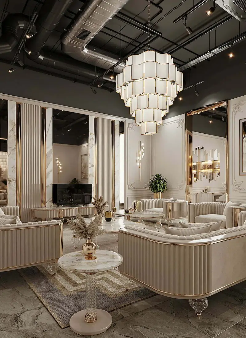 Luxury furniture and material selection for interior design